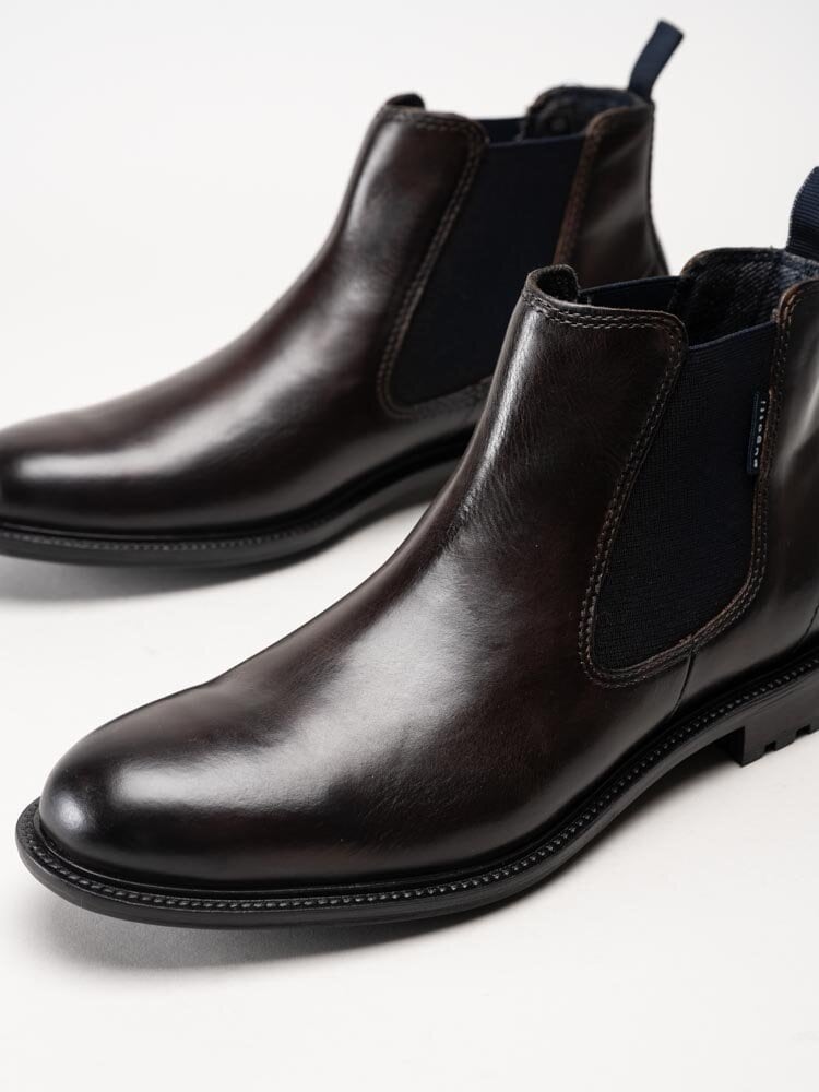 Bugatti - Bonifacio - Mörkbruna chelsea boots i skinn