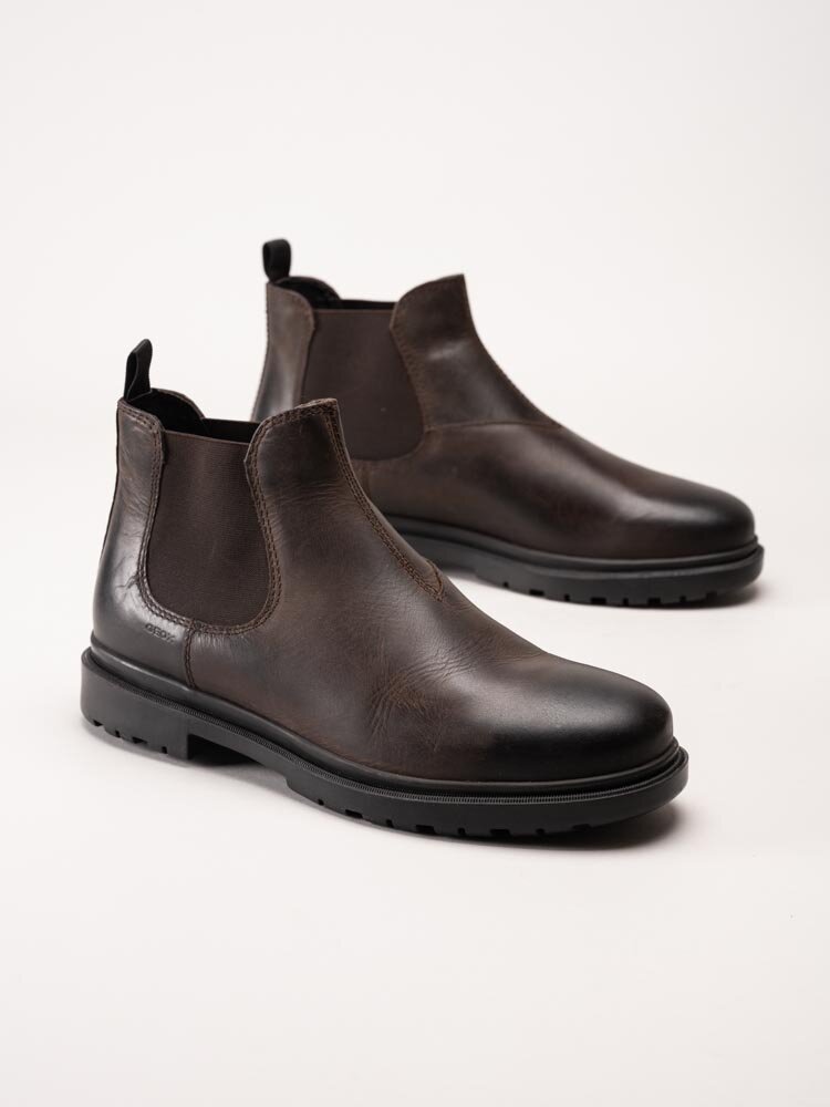 Geox - U Andalo A - oil.lea - Mörkbruna chelsea boots i oljat skinn