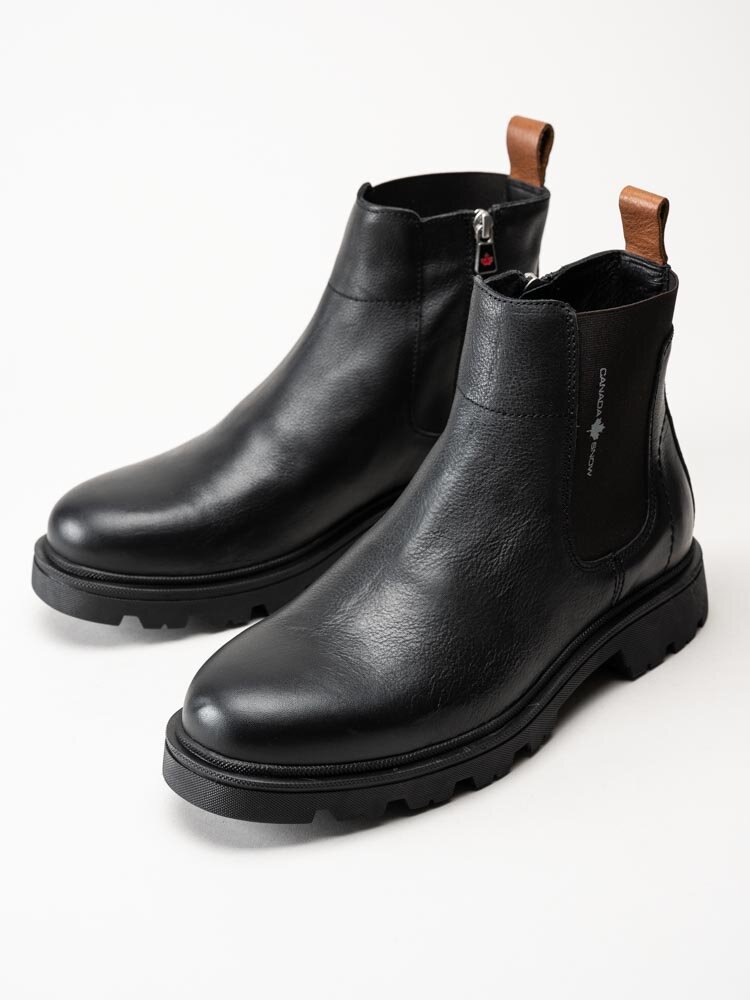 Canada Snow - Mount Ayles - Svarta fodrade chelsea boots i skinn