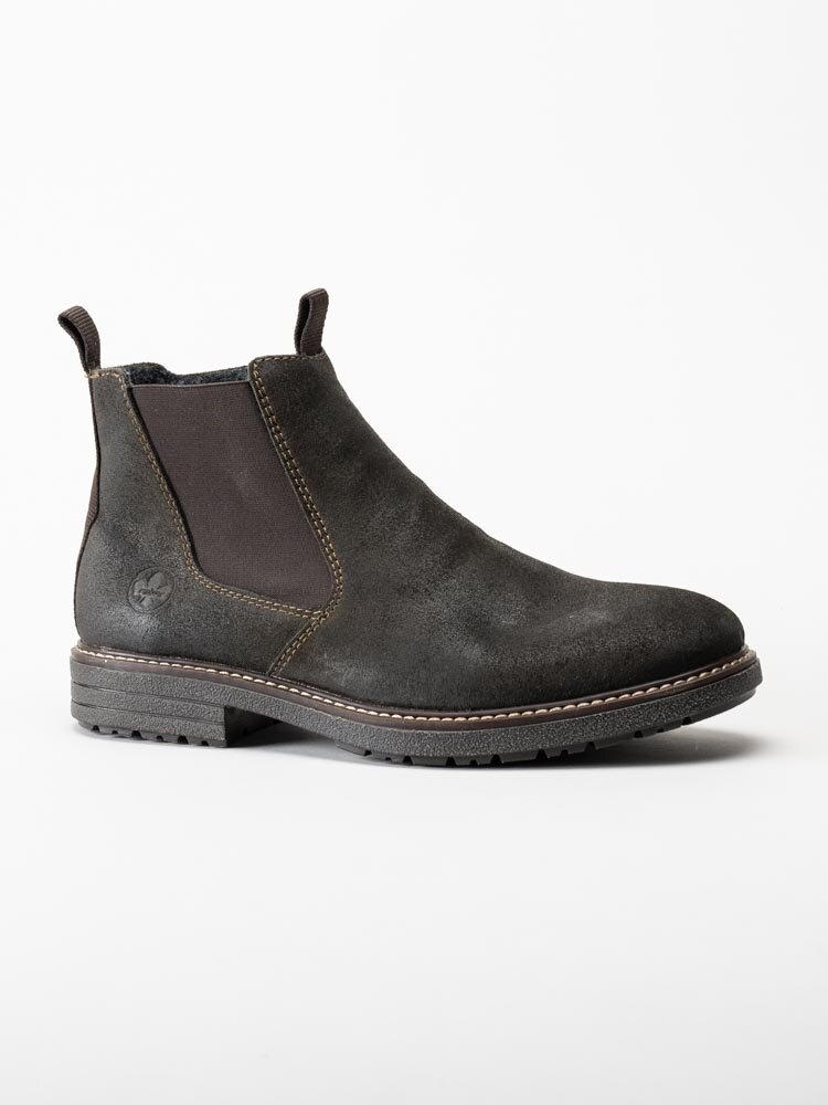 Rieker - Mörkbruna chelsea boots i oljad mocka