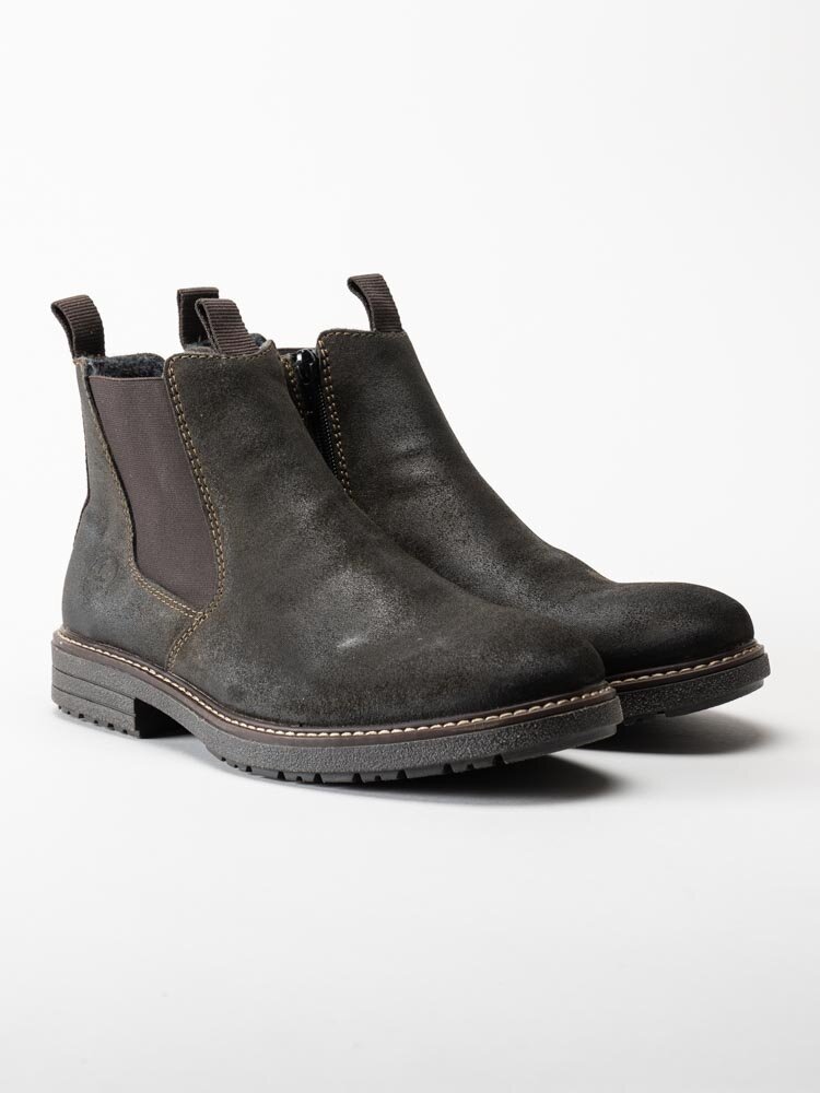 Rieker - Mörkbruna chelsea boots i oljad mocka