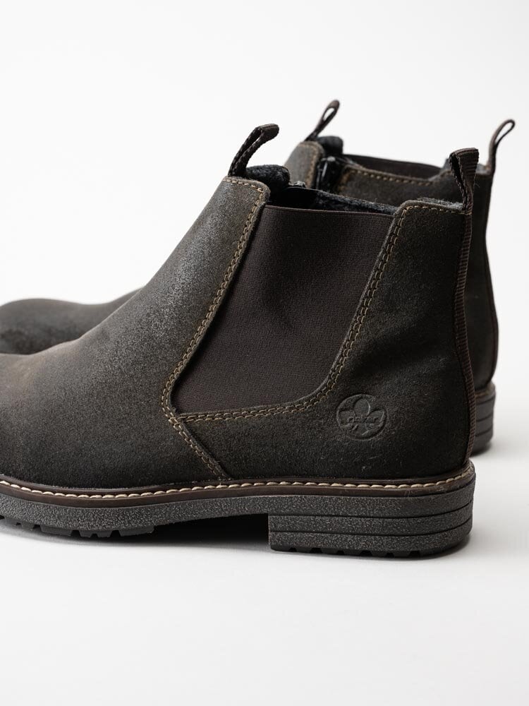 Rieker - Mörkbruna chelsea boots i oljad mocka