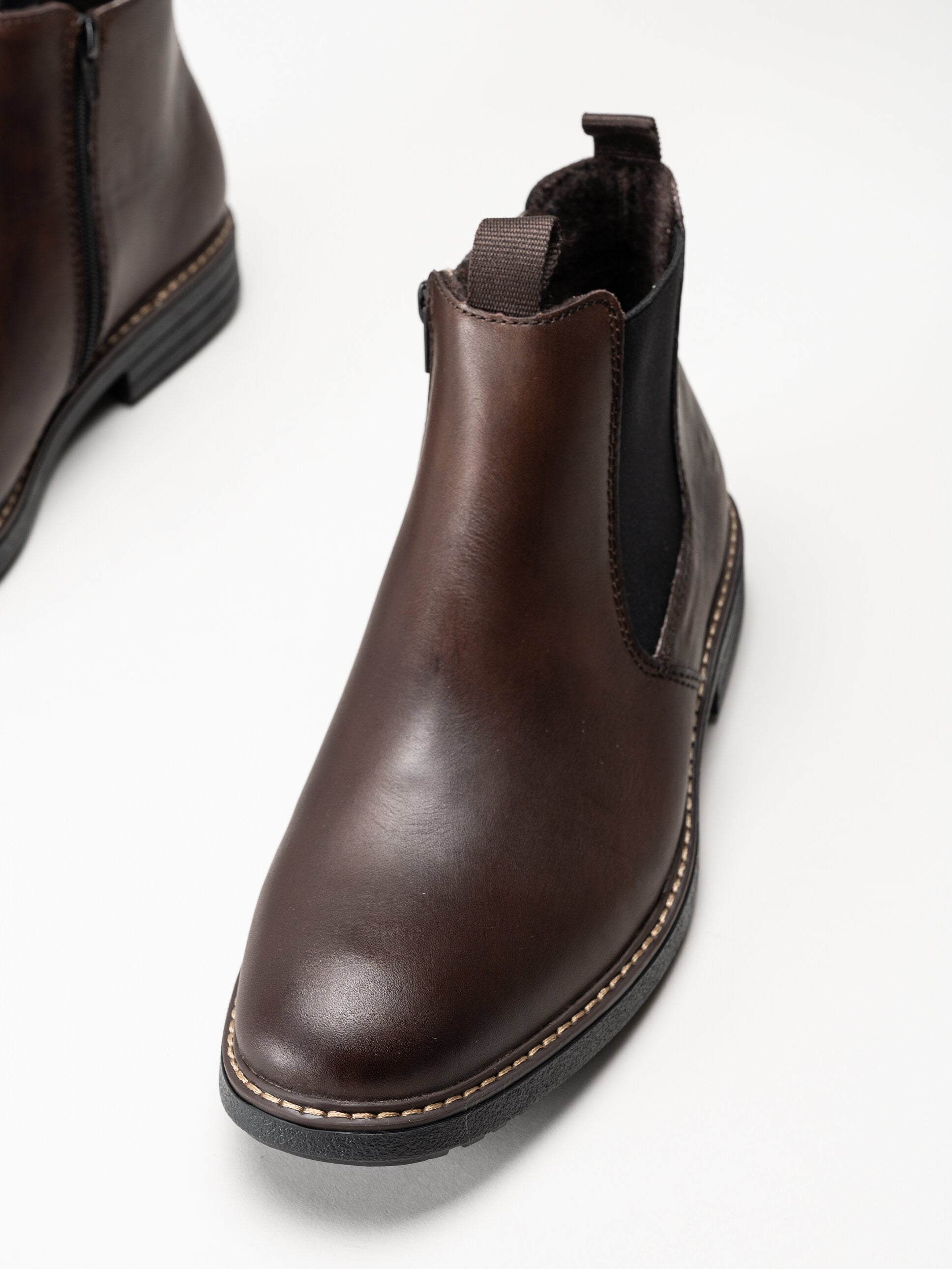 Rieker - Mörkbruna chelsea boots i skinn