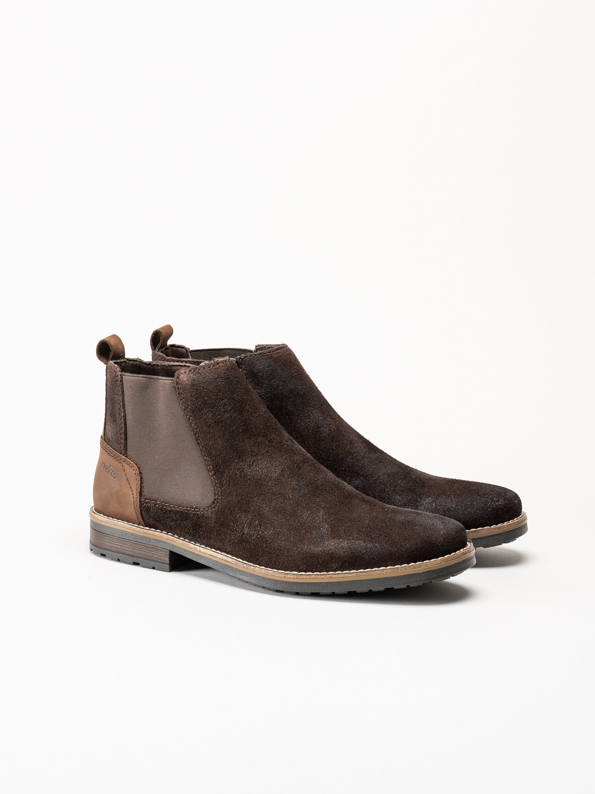 Rieker - Mörkbrun boots i mocka
