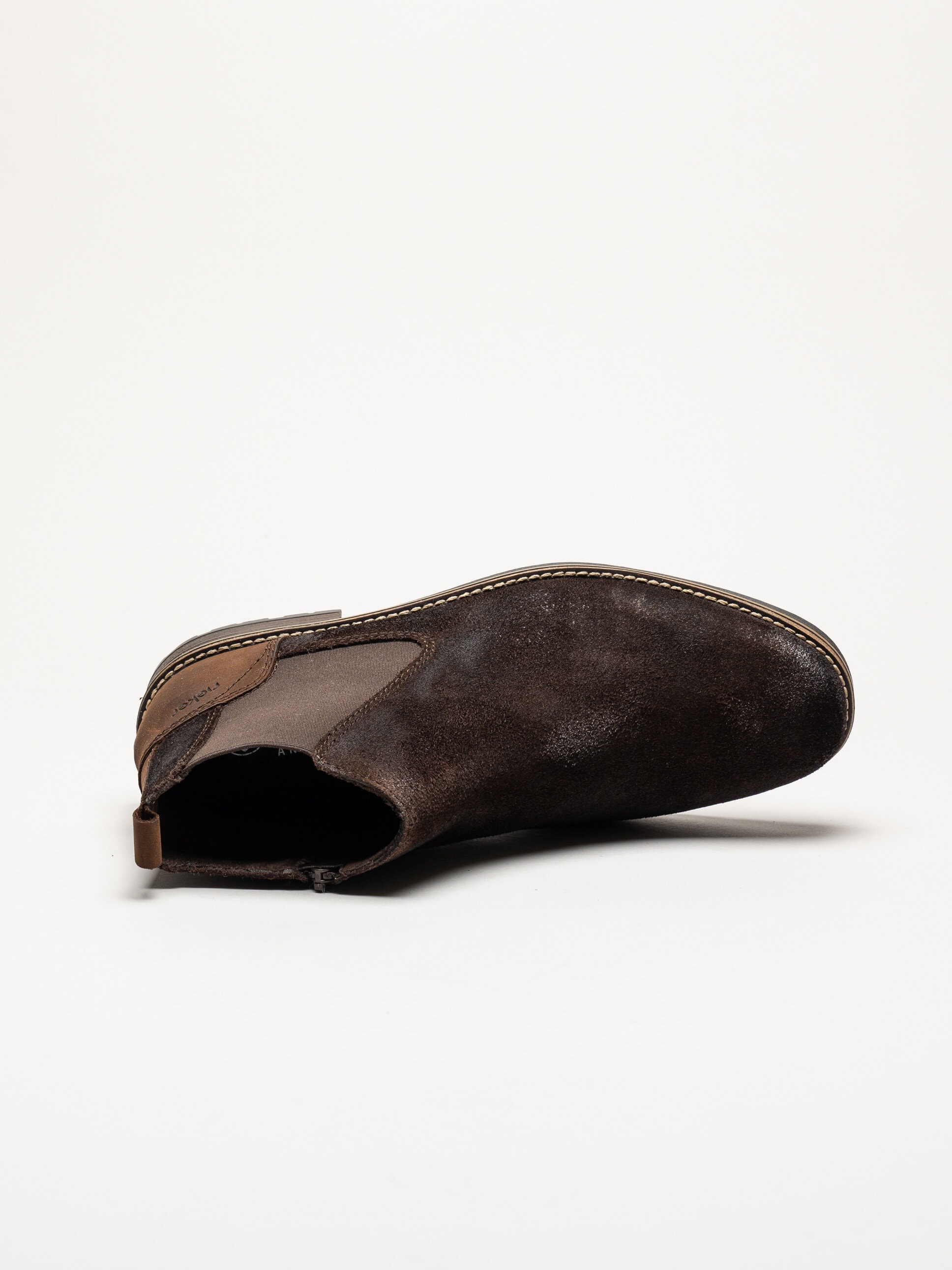 Rieker - Mörkbrun boots i mocka