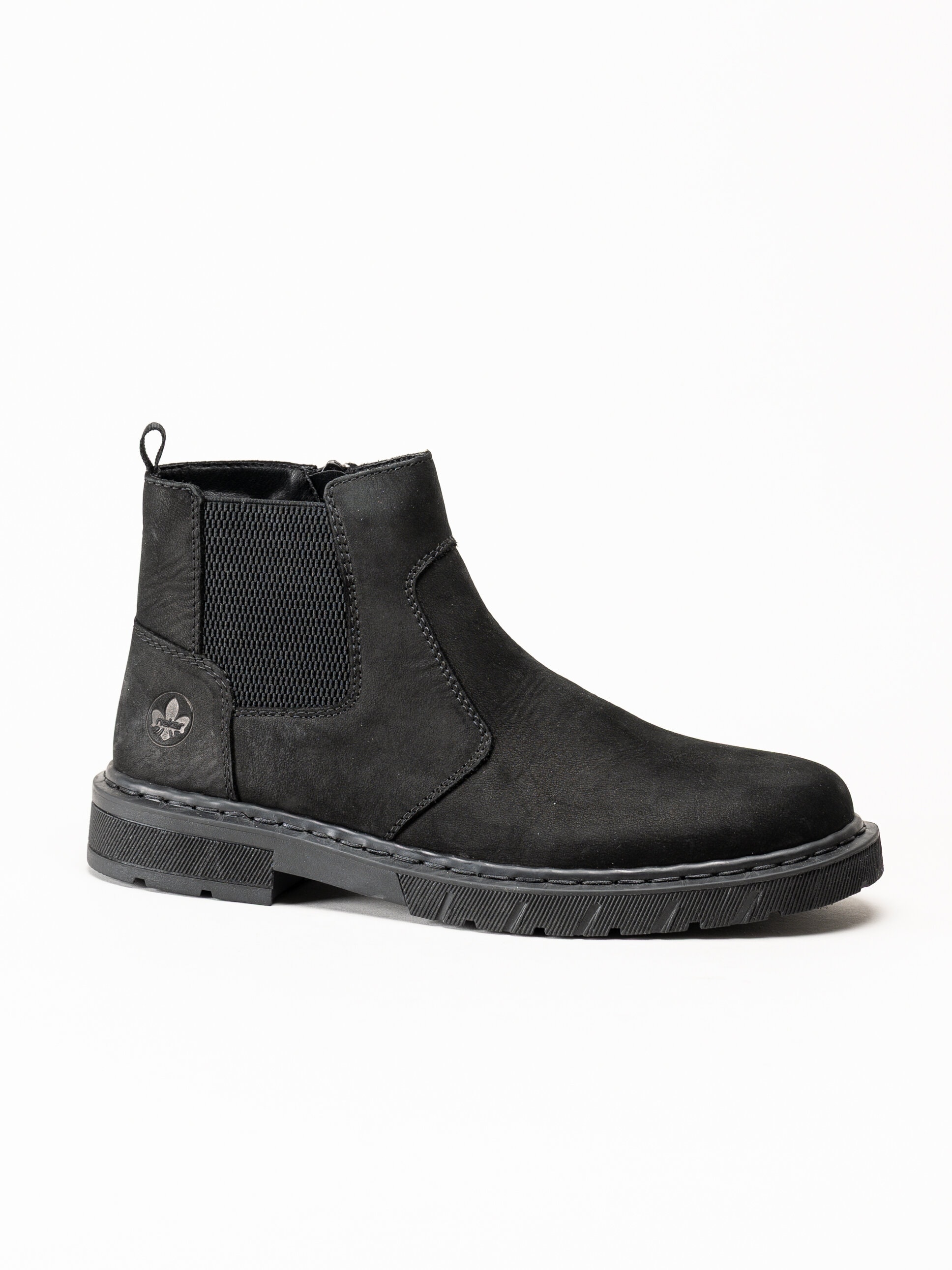 Rieker - Svarta fodrade boots i oljad nubuck