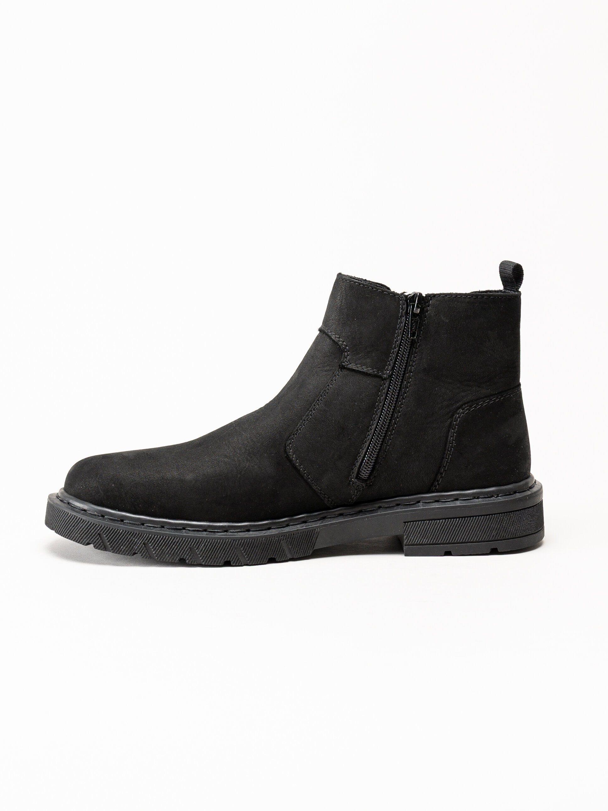 Rieker - Svarta fodrade boots i oljad nubuck