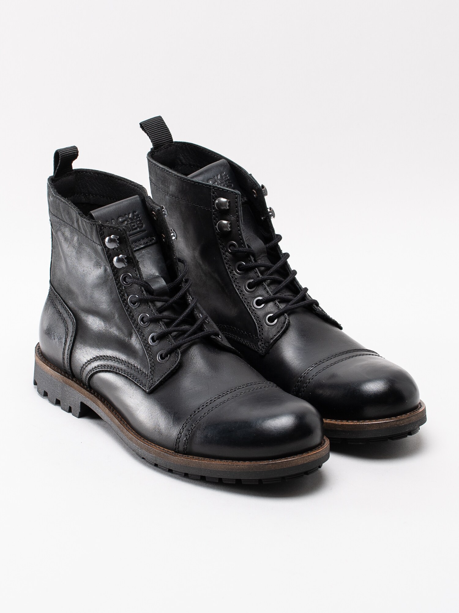 12193015 Jack and Jones Eagle Leather 12159475 svarta snörkängor i skinn-3