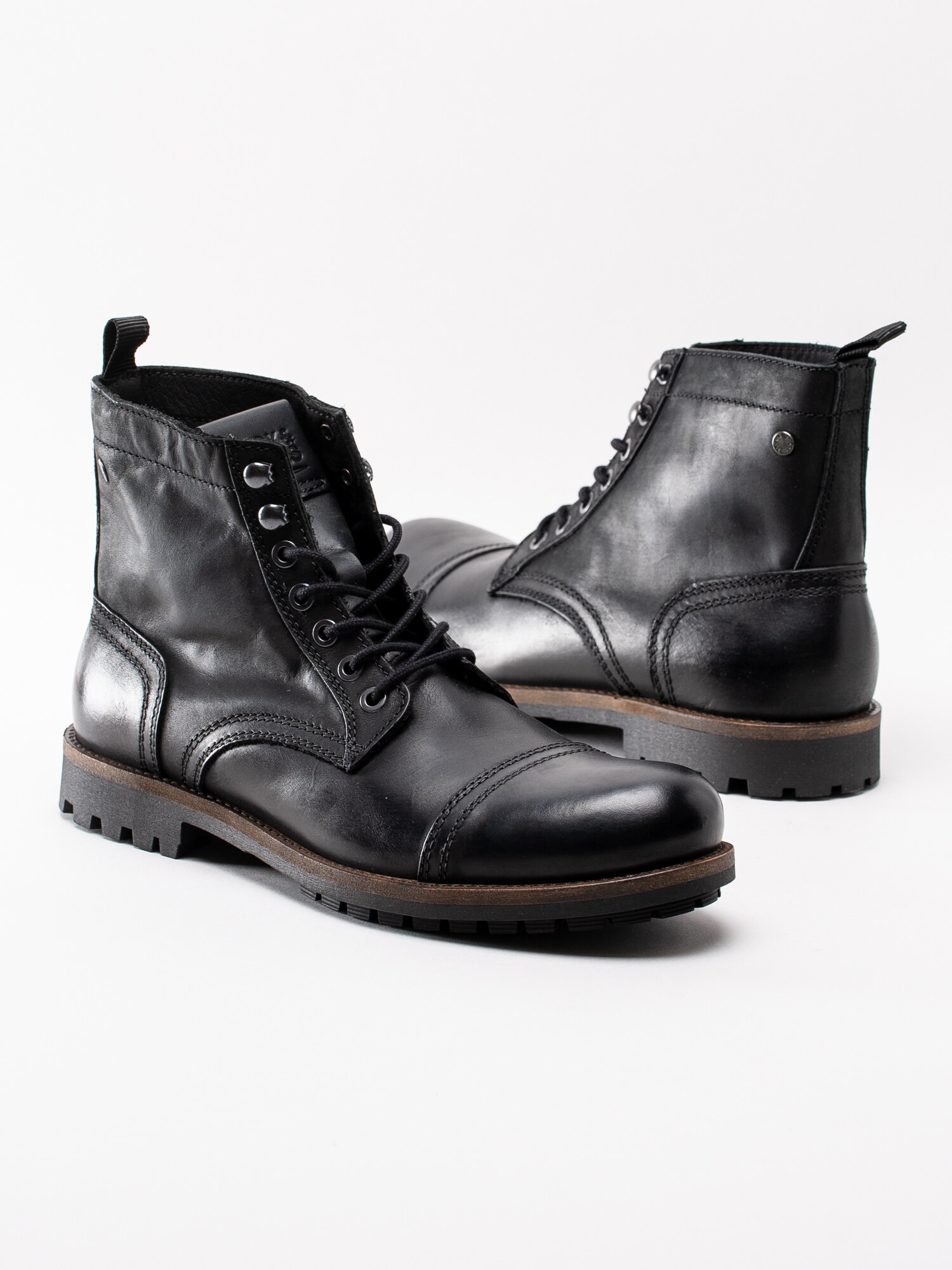 12193015 Jack and Jones Eagle Leather 12159475 svarta snörkängor i skinn-6