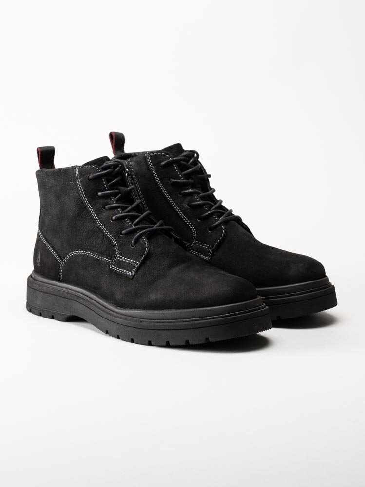 Hush Puppies - Dunan Lace Up High - Svarta kängor i nubuck