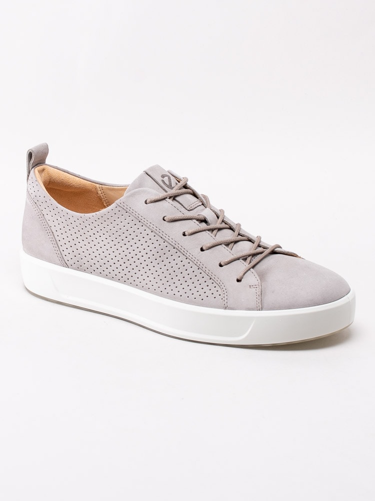 13201026 Ecco Soft 8 Mens 450884-02459 Ljusgrå sneakers i nubuck med perforering-1