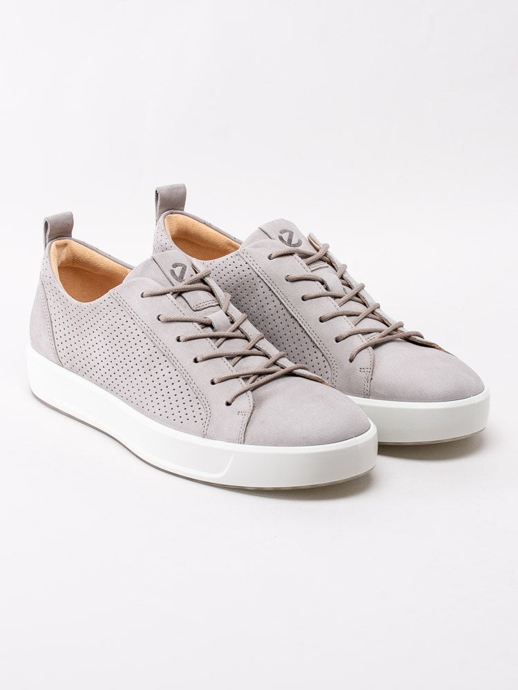 13201026 Ecco Soft 8 Mens 450884-02459 Ljusgrå sneakers i nubuck med perforering-3