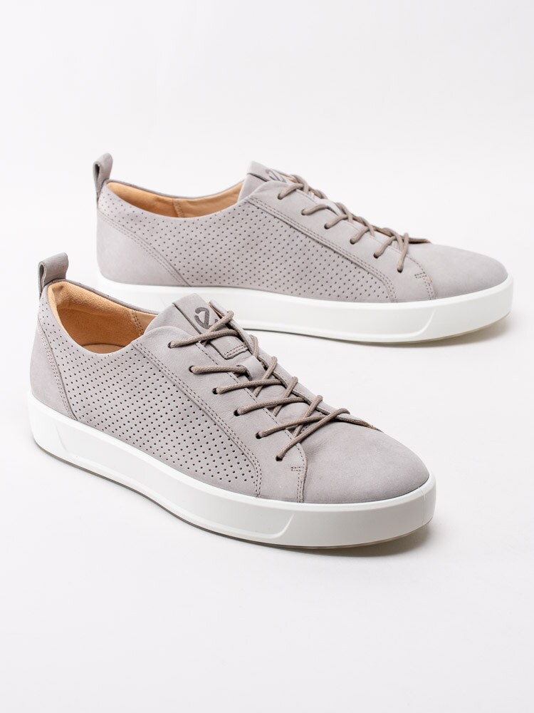 13201026 Ecco Soft 8 Mens 450884-02459 Ljusgrå sneakers i nubuck med perforering-6