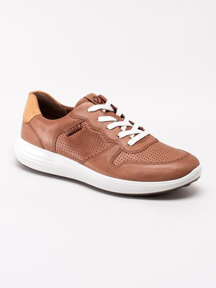 13201032 Ecco Soft 7 Runner Mens 460634-50436 Bruna sneakers i skinn med perforerade detaljer-1
