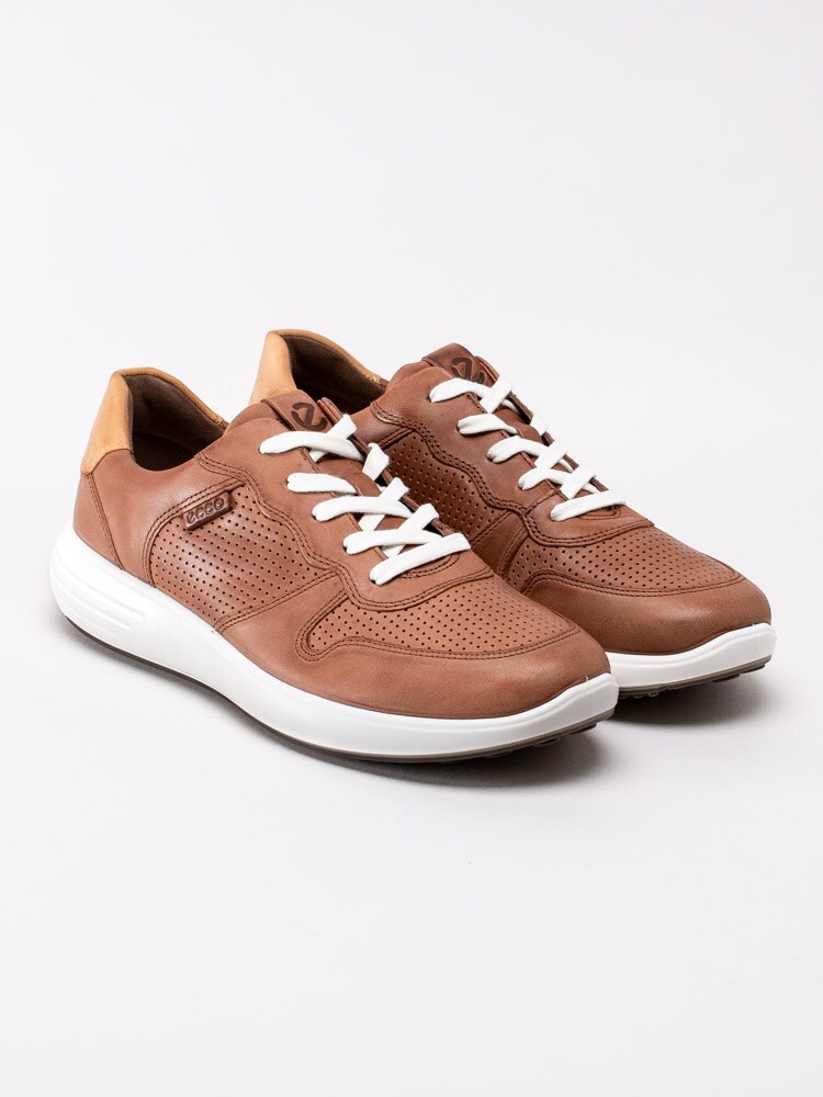 13201032 Ecco Soft 7 Runner Mens 460634-50436 Bruna sneakers i skinn med perforerade detaljer-3
