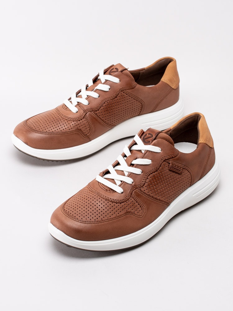 13201032 Ecco Soft 7 Runner Mens 460634-50436 Bruna sneakers i skinn med perforerade detaljer-6