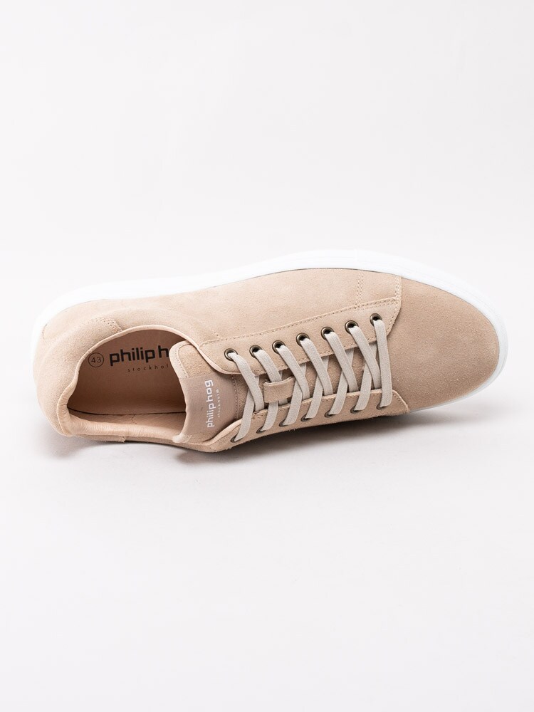 13201079 Philip Hog Selim Sand Beige klassiska sneakers i mocka-4