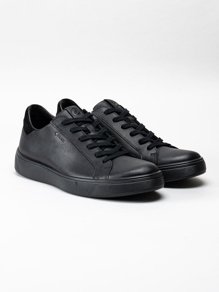 Ecco - Street Tray - Svarta sneakers i oljat skinn