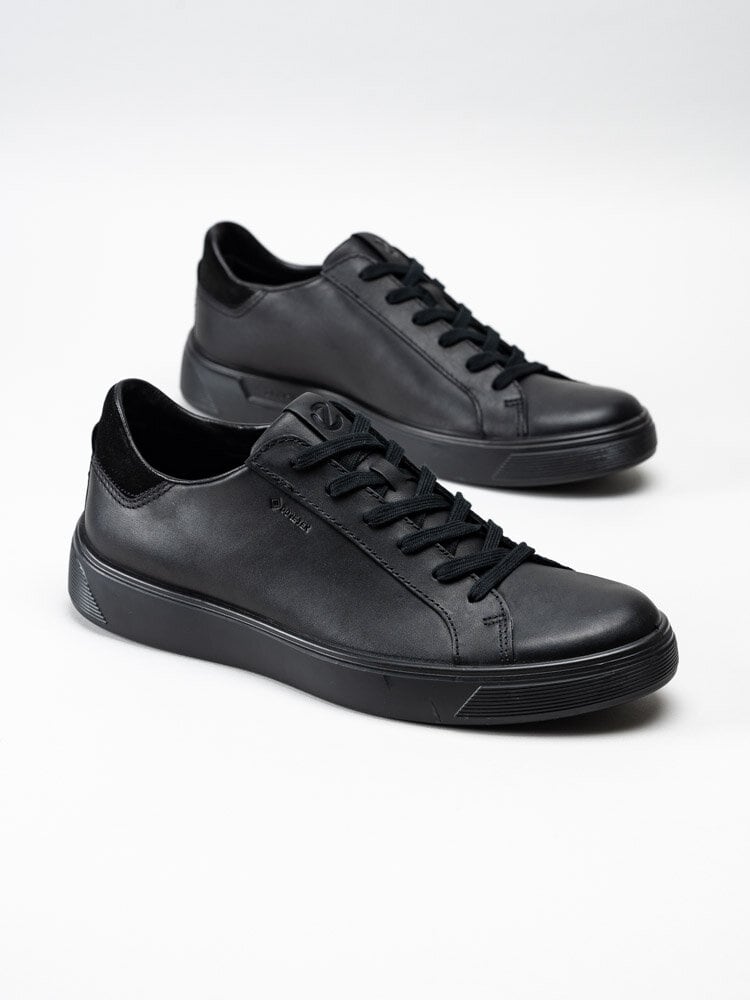 Ecco - Street Tray - Svarta sneakers i oljat skinn