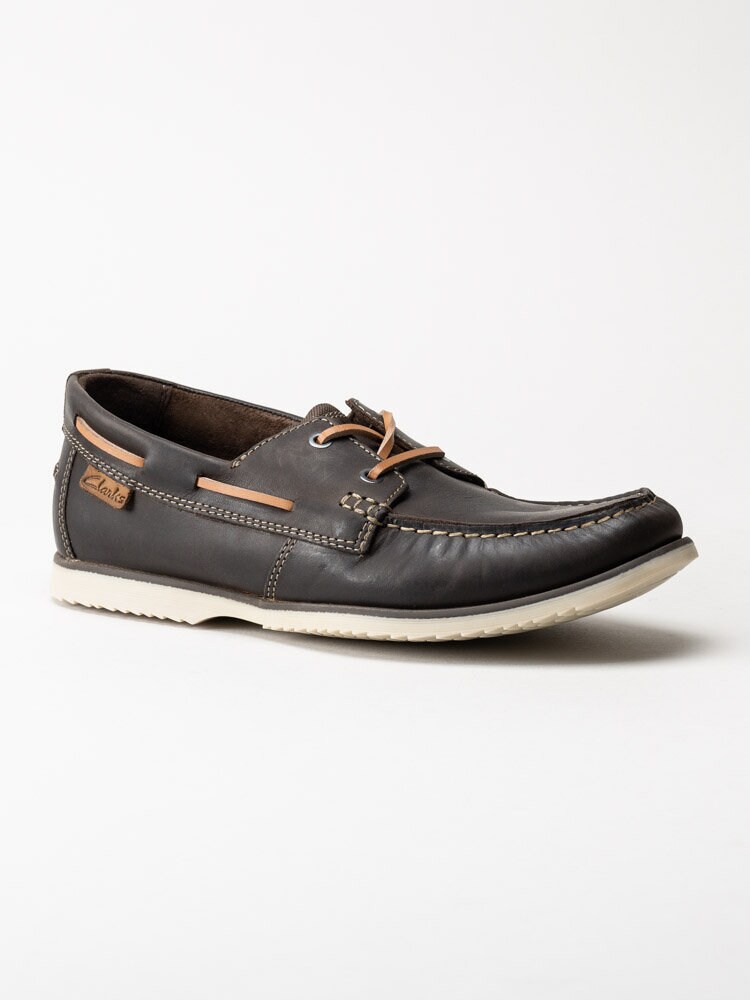 Clarks - Noonan Lace - Mörkbruna seglarskor i skinn