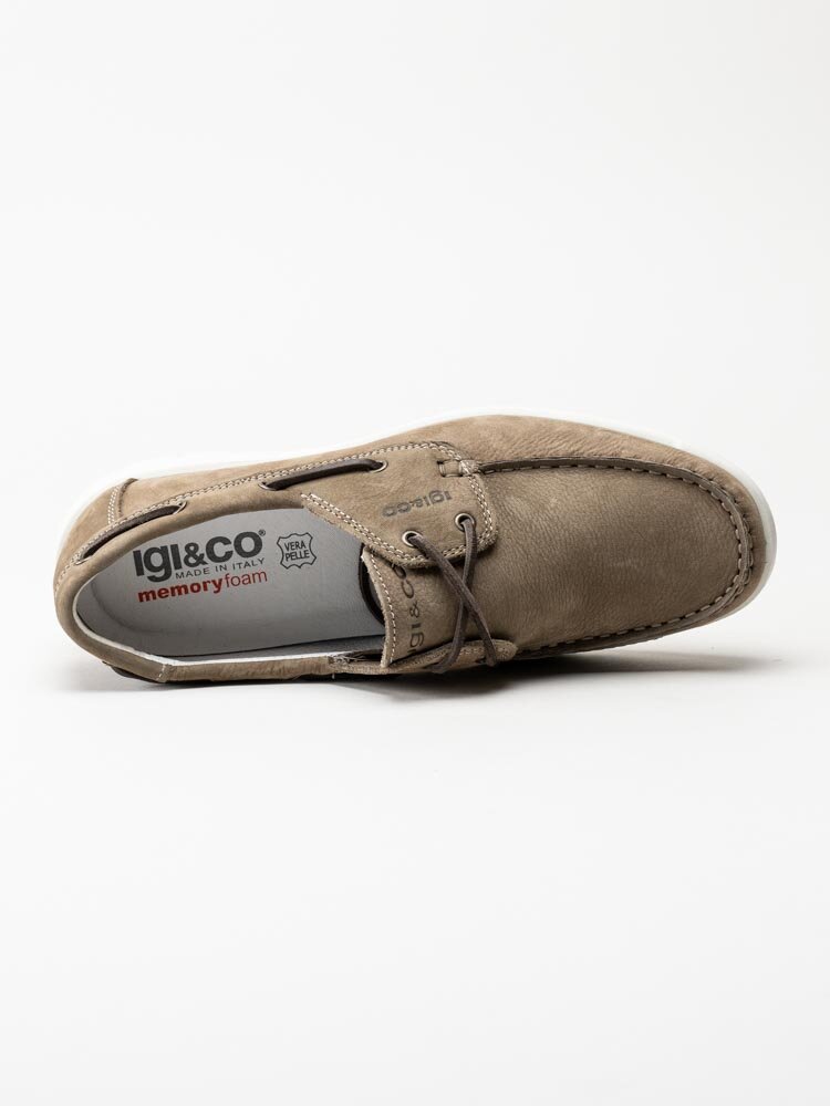 Igi & Co - Beige seglarskor i nubuck