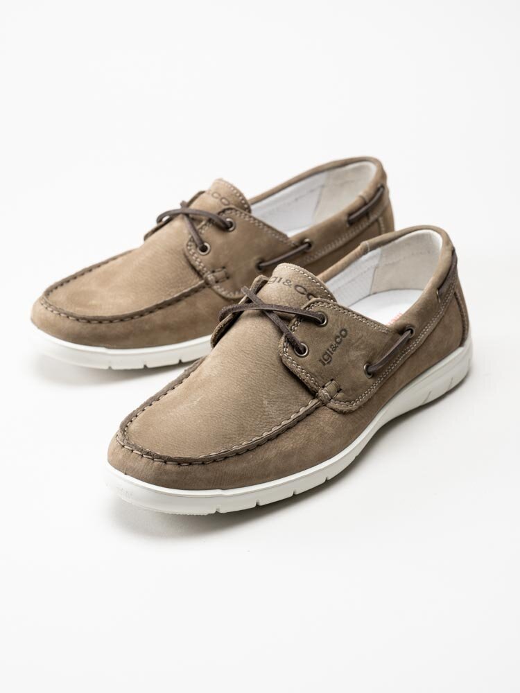 Igi & Co - Beige seglarskor i nubuck