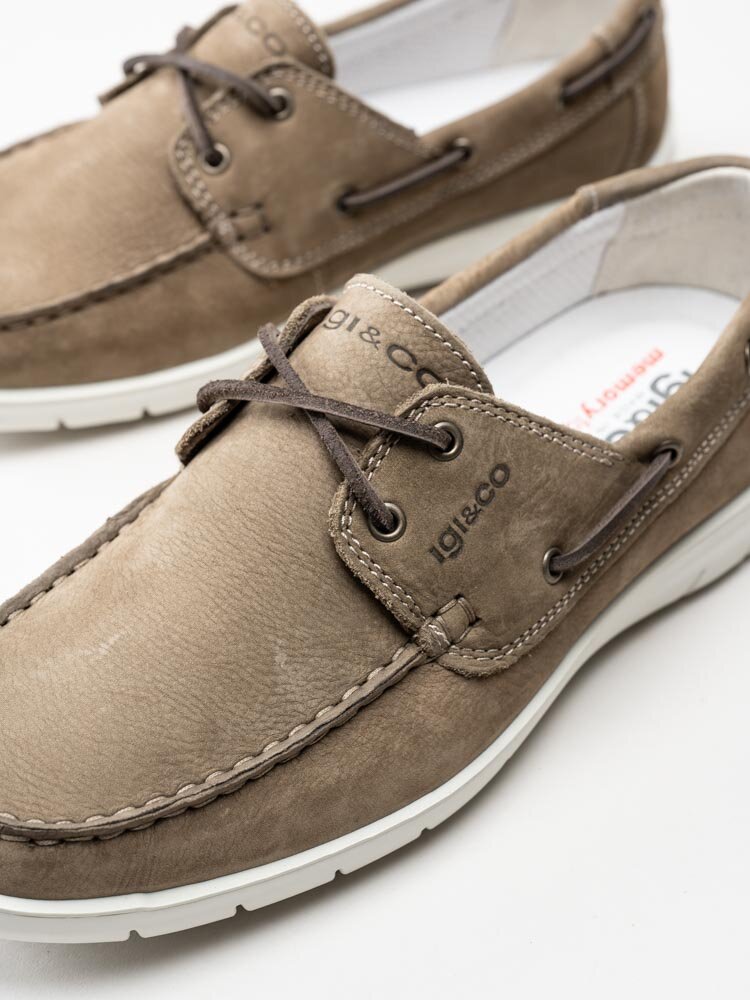 Igi & Co - Beige seglarskor i nubuck