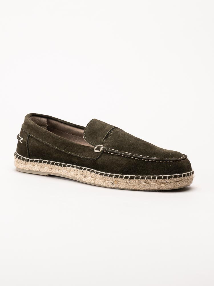 Natural World - Moccasin serraje - Mörkgröna eco-vänliga loafers i mocka