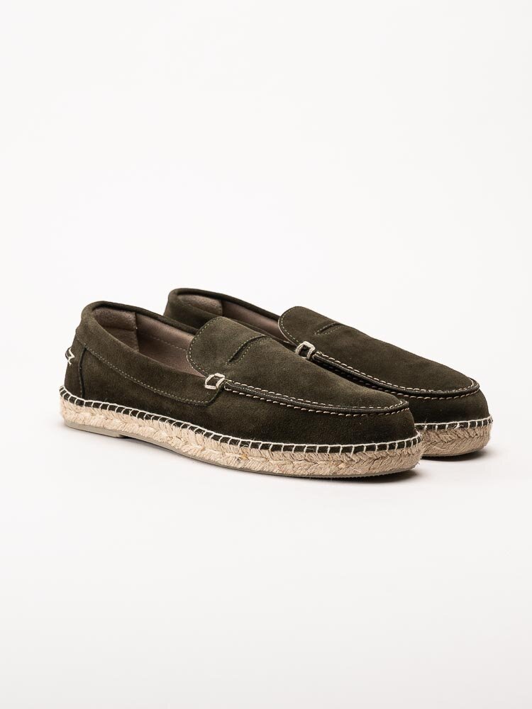 Natural World - Moccasin serraje - Mörkgröna eco-vänliga loafers i mocka