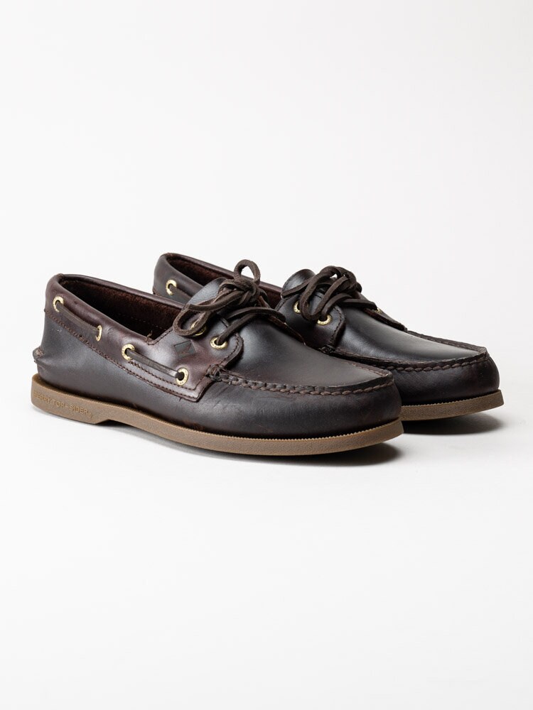 Sperry - Authentic Original 2-Eye - Mörkbruna seglarskor i oljat skinn