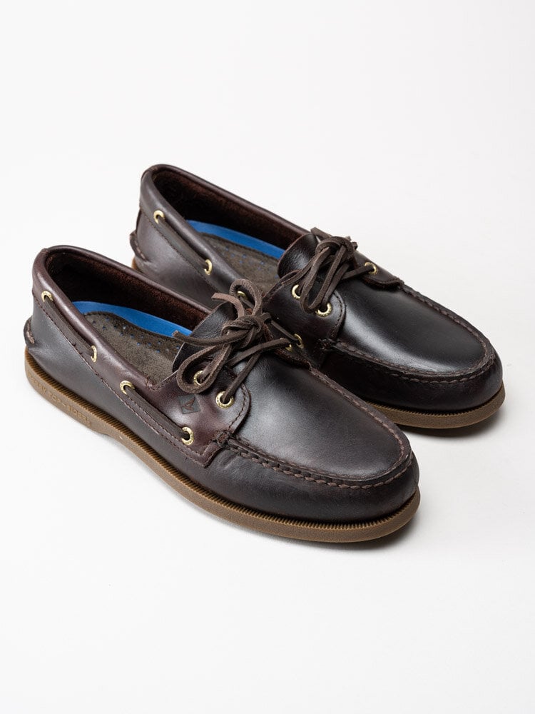 Sperry - Authentic Original 2-Eye - Mörkbruna seglarskor i oljat skinn