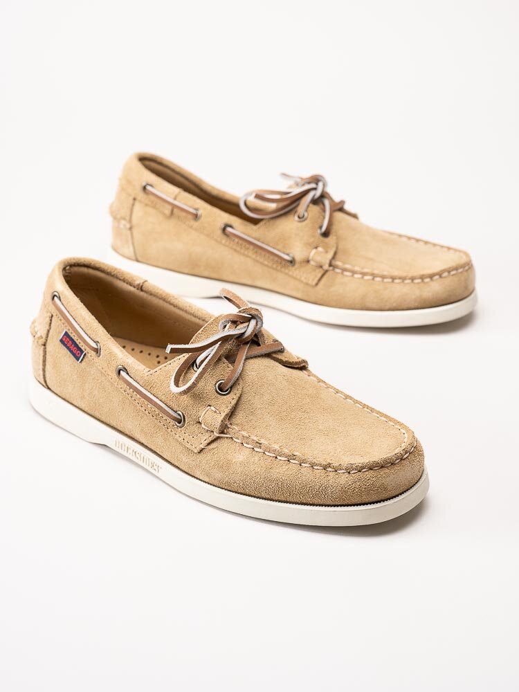 Sebago - Portland Flesh Out - Beige seglarskor i mocka