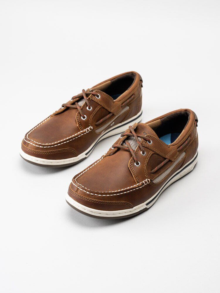 Sebago - Triton Three Eyelets FGL - Bruna seglarskor i skinn