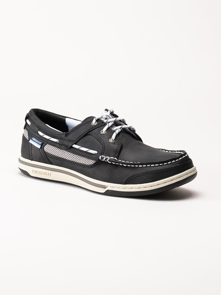 Sebago - Triton Legacy - Svarta seglarskor med vita detaljer