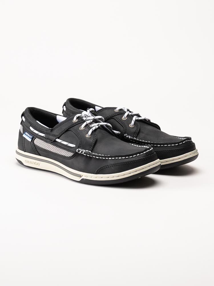 Sebago - Triton Legacy - Svarta seglarskor med vita detaljer