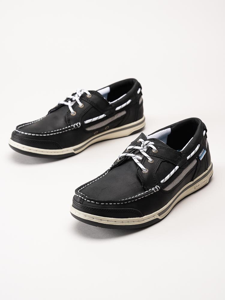 Sebago - Triton Legacy - Svarta seglarskor med vita detaljer