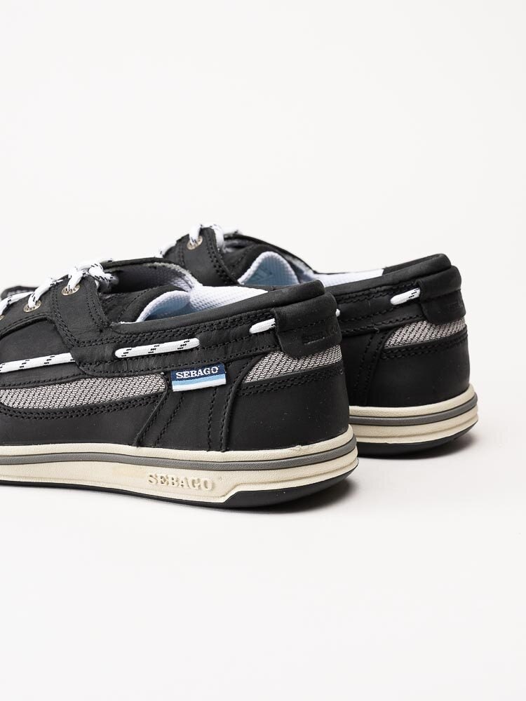 Sebago - Triton Legacy - Svarta seglarskor med vita detaljer