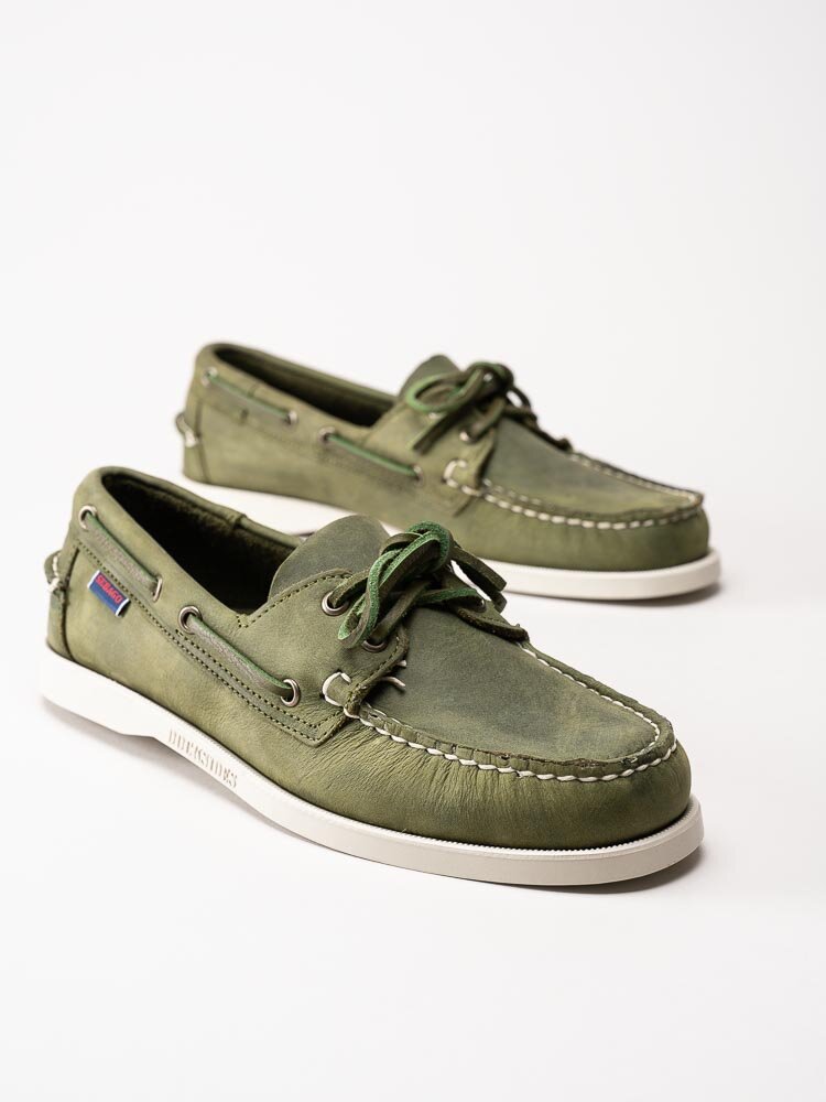 Sebago - Docksides Portland Crazy H - Gröna seglarskor i nubuck