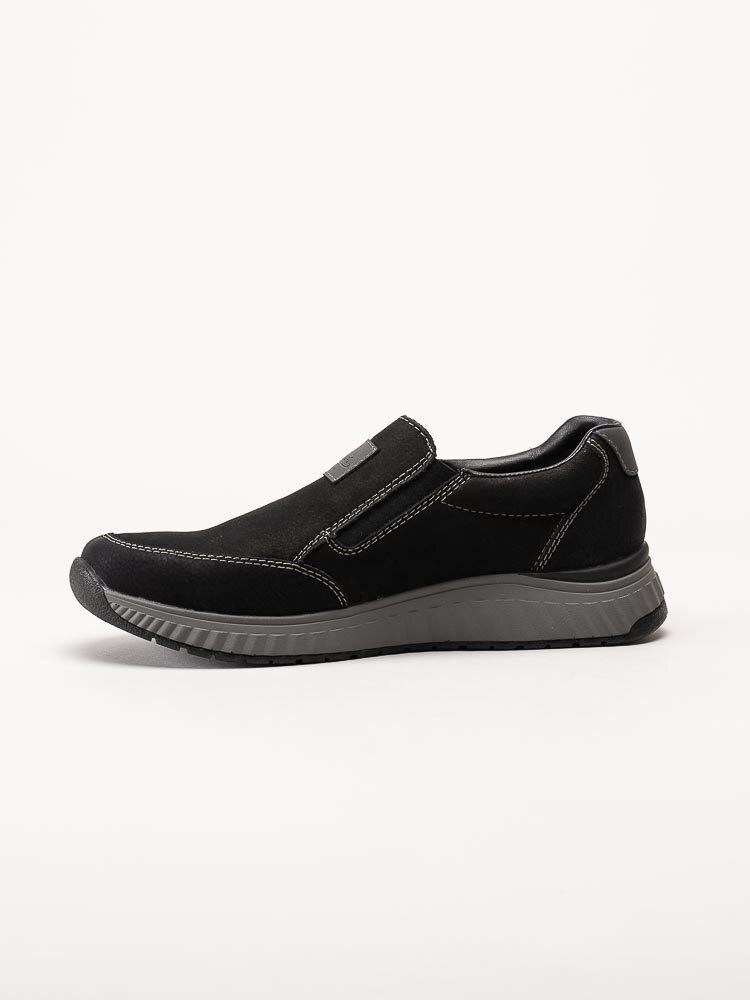 Rieker - Svarta slip on promenadskor i nubuck