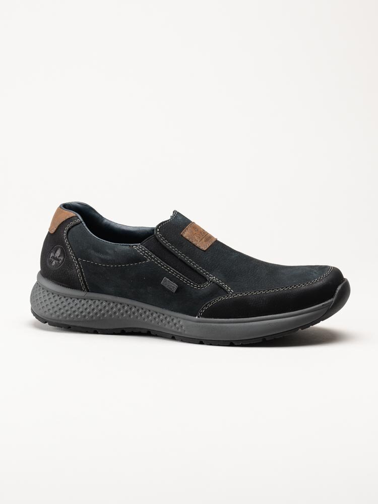 Rieker - Blå slip on promenadskor i nubuck