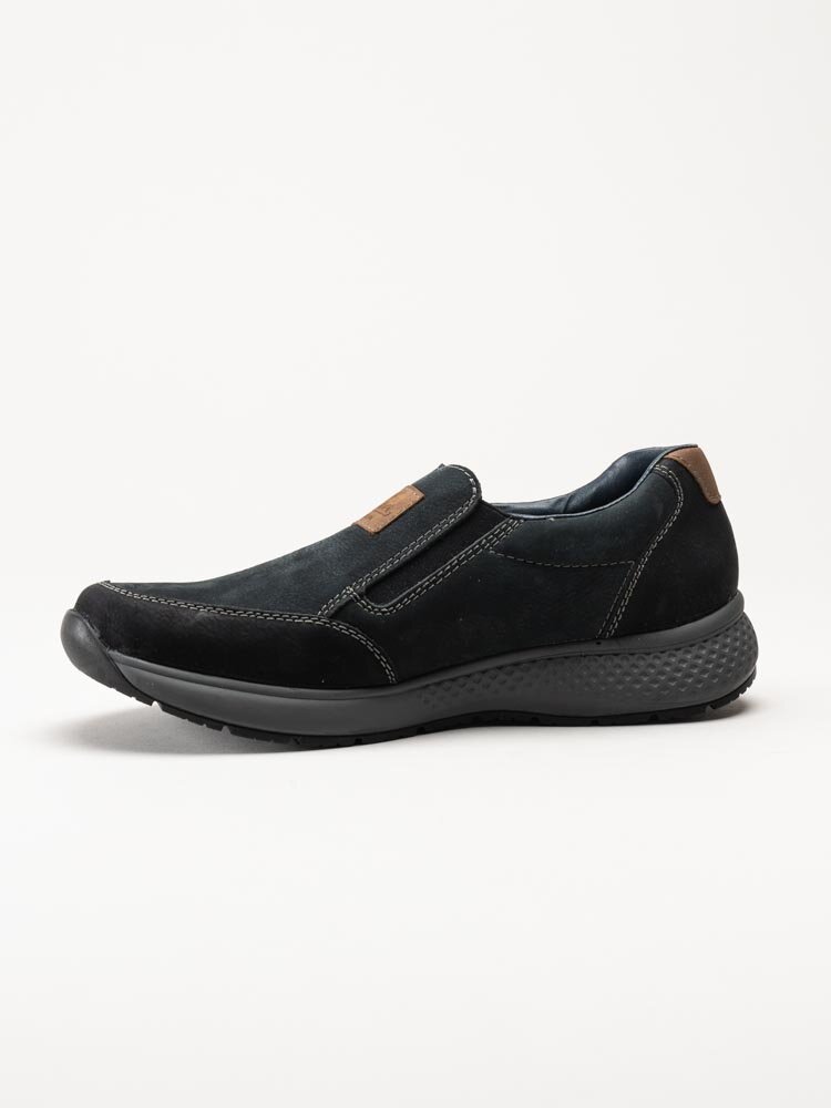 Rieker - Blå slip on promenadskor i nubuck