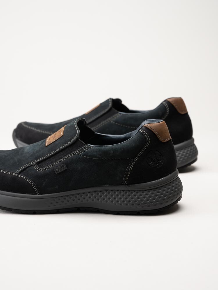 Rieker - Blå slip on promenadskor i nubuck