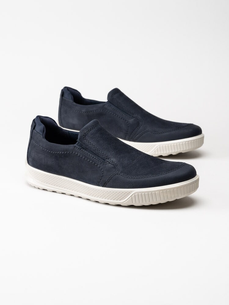 Ecco - Byway M Slip On - Blå slip on skor i oljad nubuck