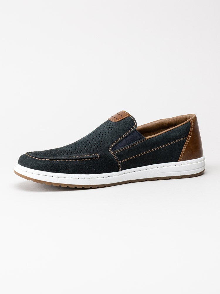 Rieker - Marinblå slip on skor i nubuck