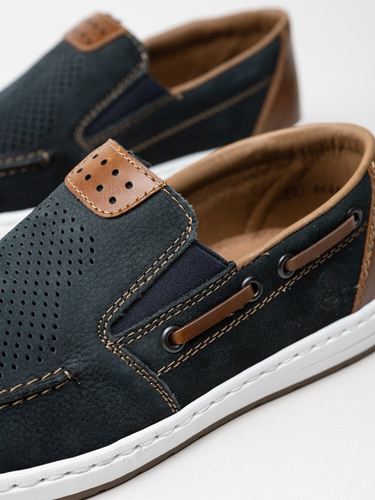 Rieker - Marinblå slip on skor i nubuck