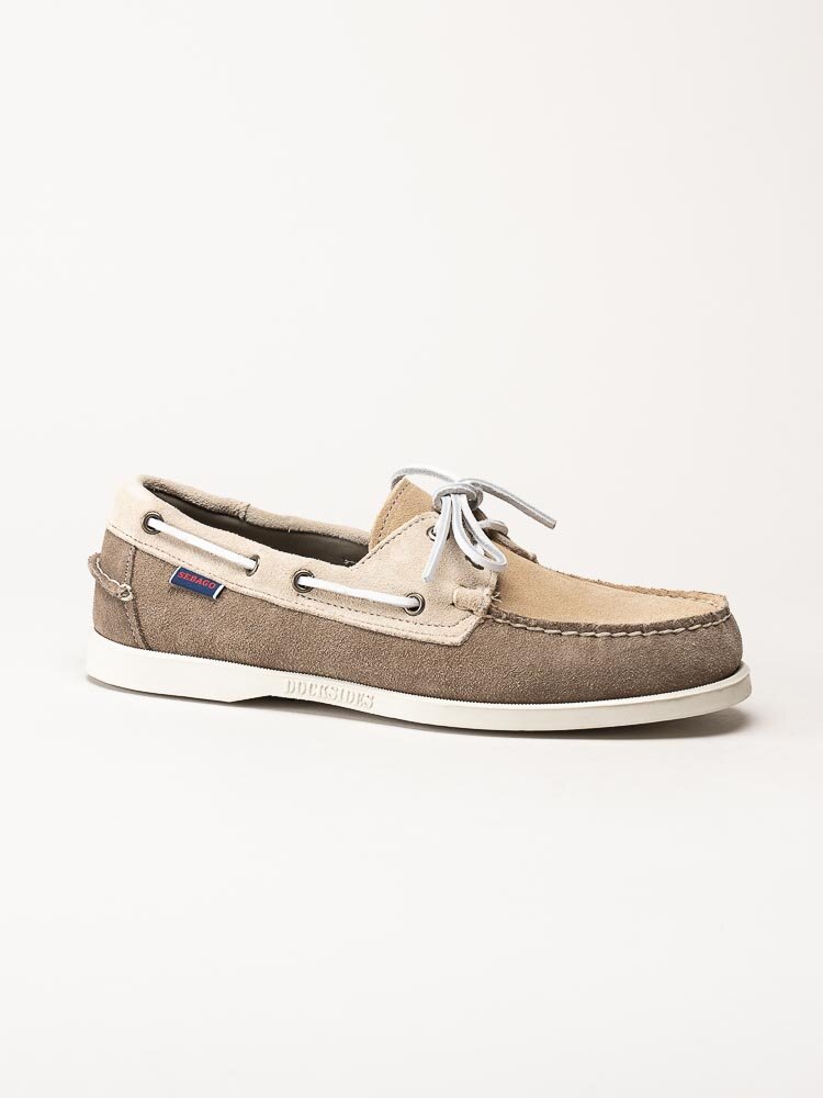 Sebago - Portland Jib - Beige seglarskor i mocka