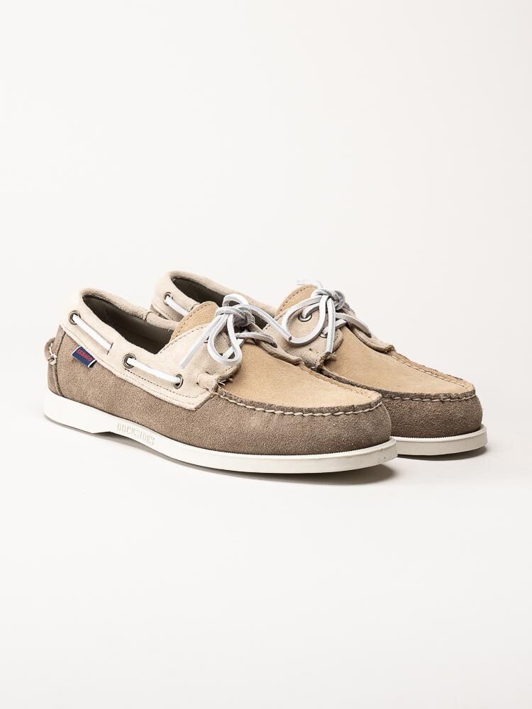 Sebago - Portland Jib - Beige seglarskor i mocka