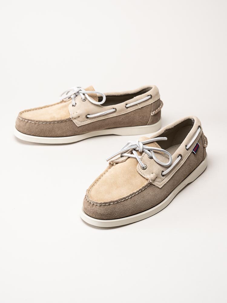 Sebago - Portland Jib - Beige seglarskor i mocka