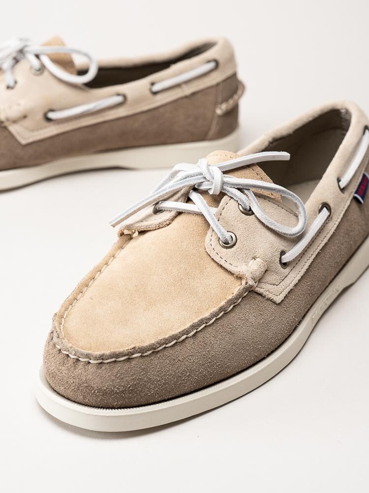 Sebago - Portland Jib - Beige seglarskor i mocka