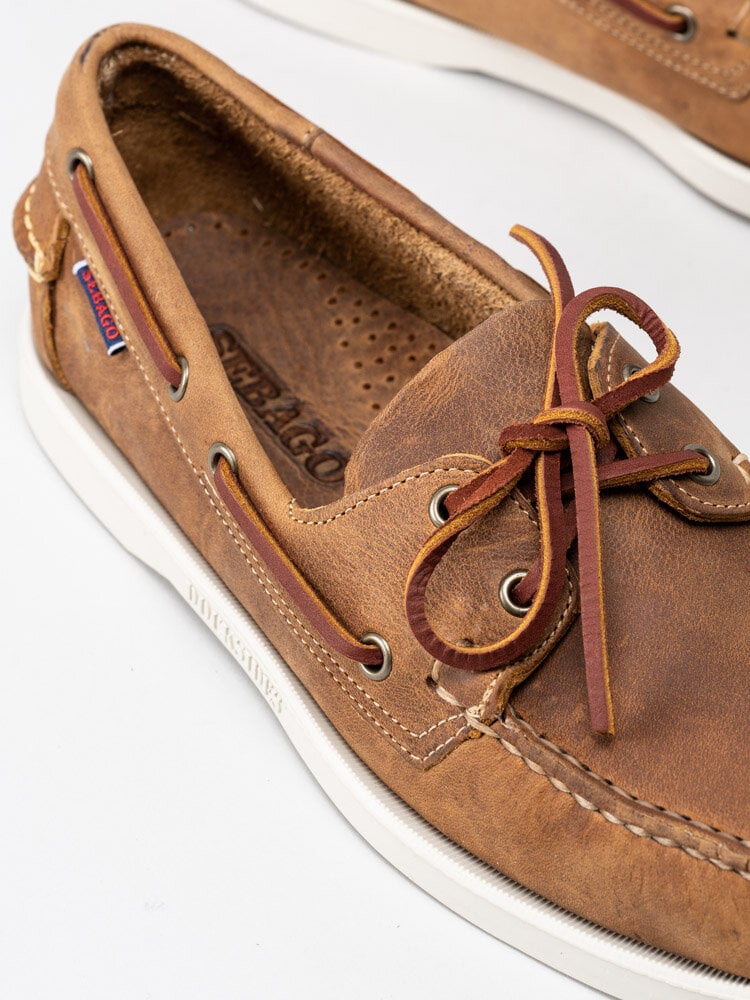 Sebago - Docksides Portland Crazy Horse - Bruna seglarskor i skinn